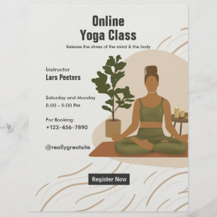 Skapa dina egna Anpassade Online Yoga-klasser Reklamblad