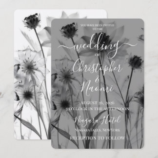 Skapa Dina Egna B&W Röntgenblommor Bröllop Inbjudningar