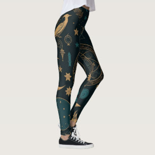 Skapa Dina Egna Blå Guld Mån Symboler Svarta Leggings
