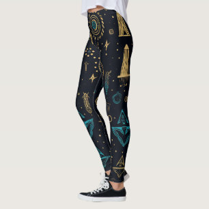 Skapa Dina Egna Blå Och Guld Magiska Symboler Svar Leggings