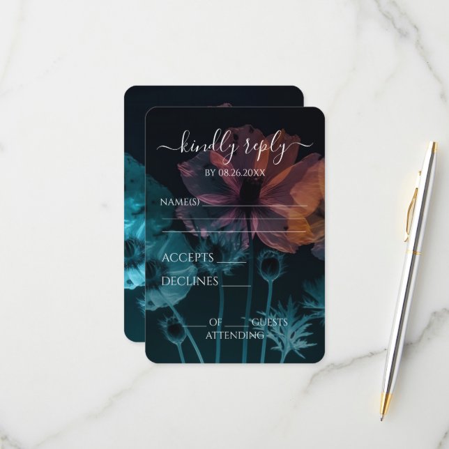 Skapa dina egna - Blå Rosa-röntgenblommor OSA Kort (Fram/Back In Situ)