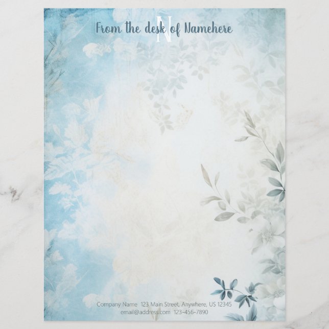 Skapa Dina Egna Blå Shabby Chic-Blad Brevhuvud (Framsida)