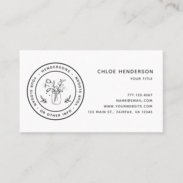 Skapa dina egna Burk-blommor för Mason Visitkort (Framsida)
