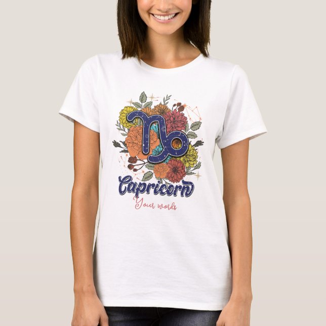 Skapa dina egna Capricorn Zodiac Flowers T Shirt (Framsida)