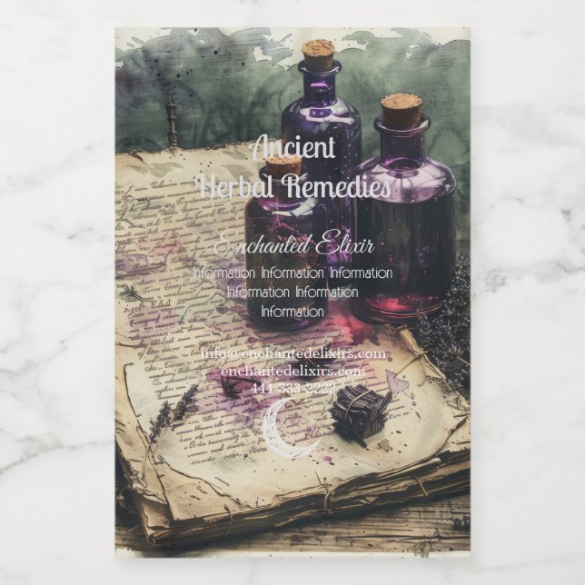 Skapa Dina Egna Elixirflaskor Apoteksrecept Vinetikett (Enkel etikett)