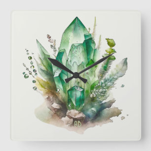 Skapa dina egna Emerald Grönt Crystals Fyrkantig Klocka