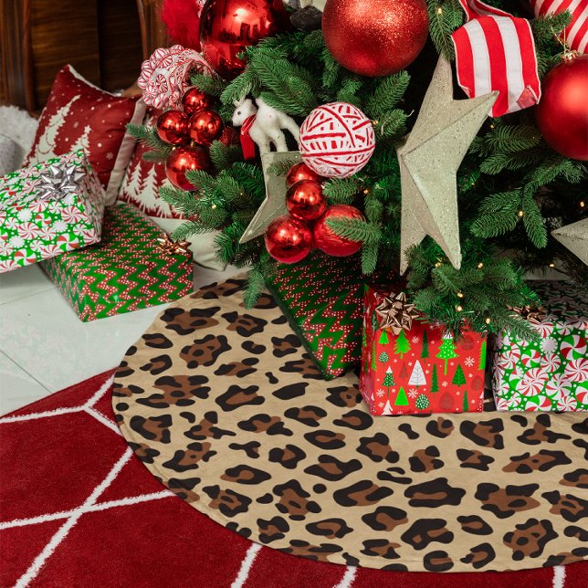 Skapa Dina Egna Färger Leopardfläck Julgransmatta Borstad Polyester (Create Your Own Colors Leopard Spot Brushed Polyester Tree Skirt)