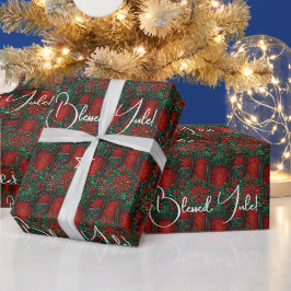 Skapa Dina Egna Festliga Röda Gröna Jul Poinsettia Presentpapper