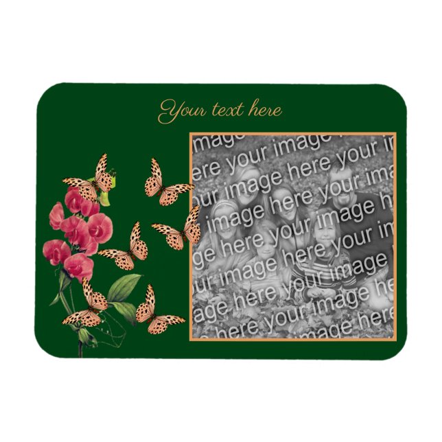 Skapa dina egna fjärilar och blomfoto magnet (Horisontell)