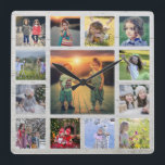 Skapa dina egna fotokollage av rostfritt trä fyrkantig klocka<br><div class="desc">Skapa din egen familjs fotokollage,  rustiskt drivträ,  Square Wall Clock. Lägg till dina egna vackraste foton och skapa en mycket personlig och unik klocka.</div>
