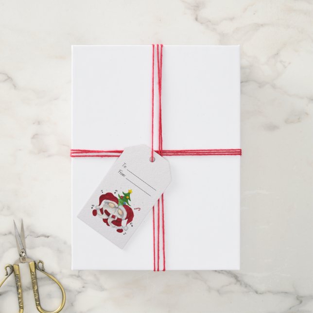 Skapa Dina Egna Glada Jul Tomte Träd Huggare Gnome Presentetikett (Med Snöre)
