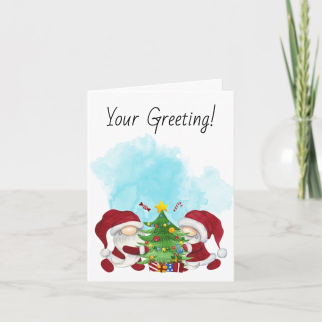 Skapa dina egna God jul Träd-gnomer Helgkort (Framsida)