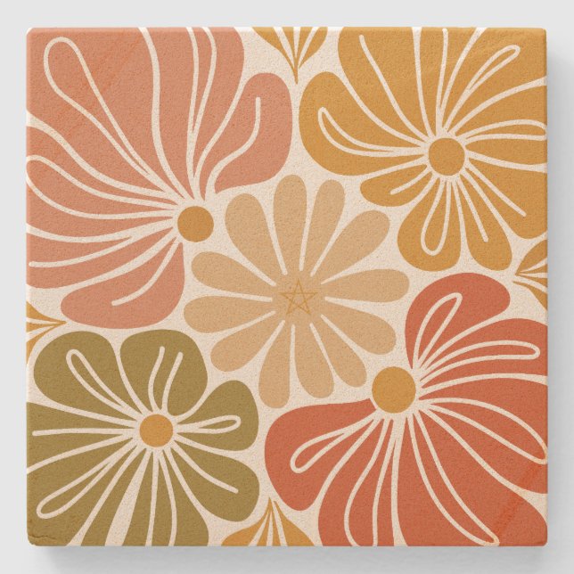 Skapa dina egna groovy retro gerbera blommor stenunderlägg (Framsidan)