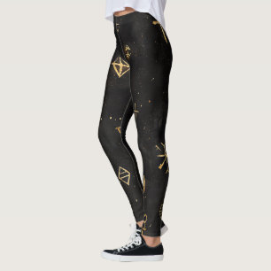 Skapa Dina Egna Guld Häxiga Symboler Svart Leggings