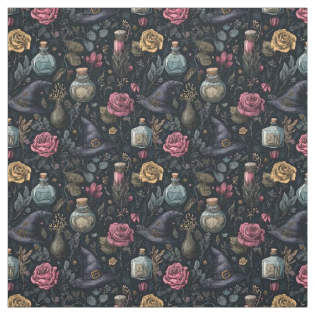 Skapa dina egna häxiga rosa gula rosor tyg (Provkarta)