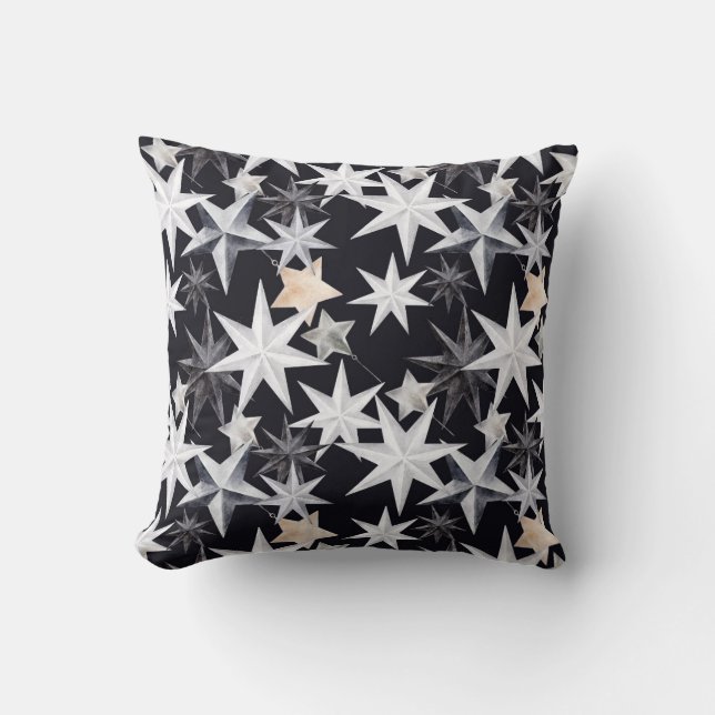 Skapa dina egna Hygge Silver, vita, Guld Stars Kudde (Framsida)