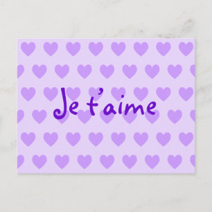 Skapa dina egna Je T’aime Lila Hearts Vykort