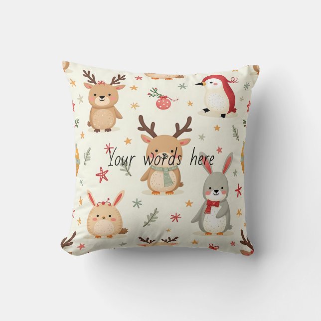 Skapa dina egna Kawaii Winter Friends Animals Kudde (Framsida)