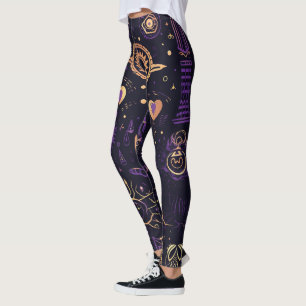Skapa Dina Egna Lila & Guld Heliga Symboler Svarta Leggings