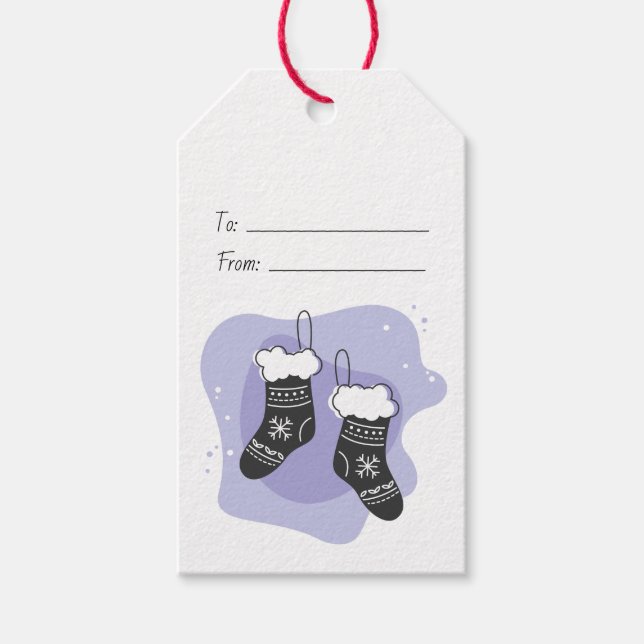 Skapa dina egna lila julstrumpor presentetikett (Framsidan)