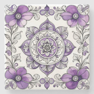 Skapa Dina Egna Lila Violetta Talavera Blommor Stenunderlägg