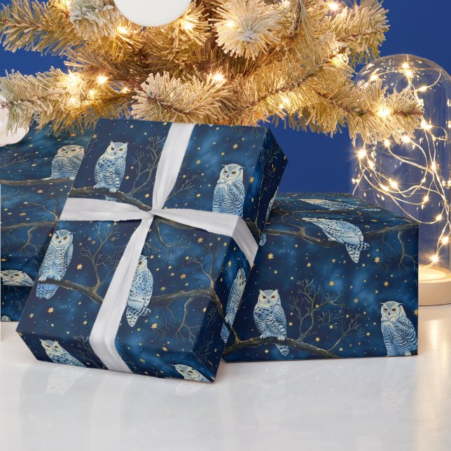 Skapa dina egna magiska blå guld snö ugglor presentpapper (Helgdagar)