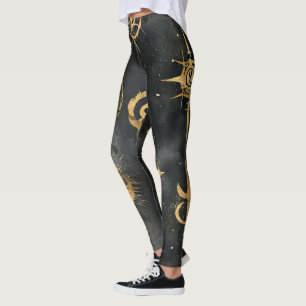 Skapa Dina Egna Magiska Guld Symboler Svarta Leggings