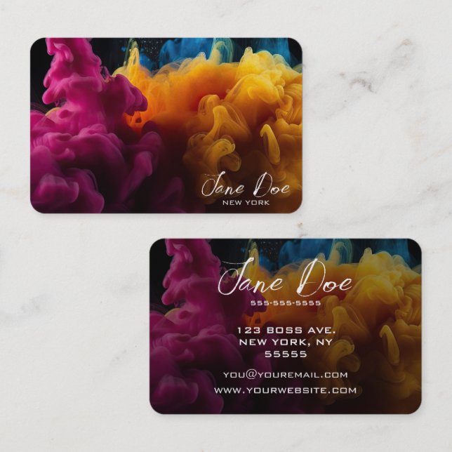 Skapa dina egna moln i Gult Färg Visitkort (Fram/baksida)