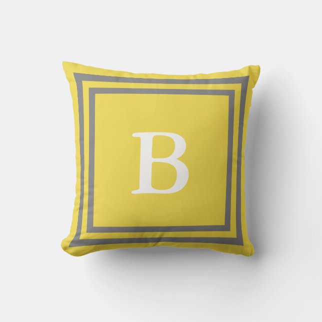 Skapa dina egna Monogramgrått, och gult kudder Kudde (Framsida)
