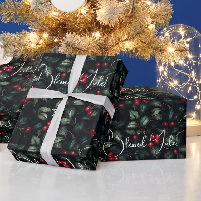 Skapa dina egna mörkgröna röda julbärsgrenar presentpapper (Helgdagar)