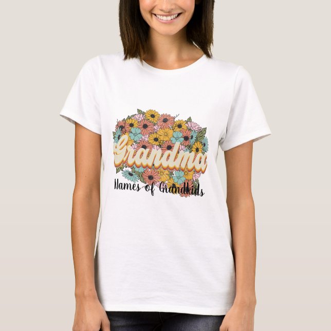 Skapa dina egna mormor-blommor t shirt (Framsida)