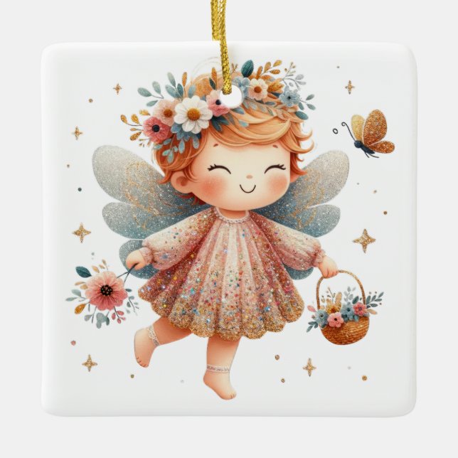 Skapa dina egna mousserande Daisy Angel Julgransprydnad Keramik (Framsida)