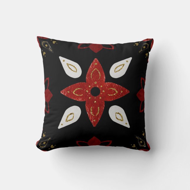Skapa Dina Egna Nordiska Röda & Vita Blommotiv Kudde (Framsida)