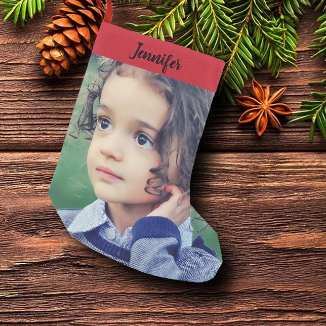 Skapa dina egna personliga fullt för fotot liten julstrumpa (Create your own personal full photo and name, Christmas stocking. Unique christmas gift.)
