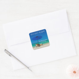 Skapa dina egna produktetiketter Beach Theme Fyrkantigt Klistermärke