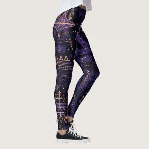 Skapa Dina Egna Purpur & Guld Magiska Symboler Sva Leggings