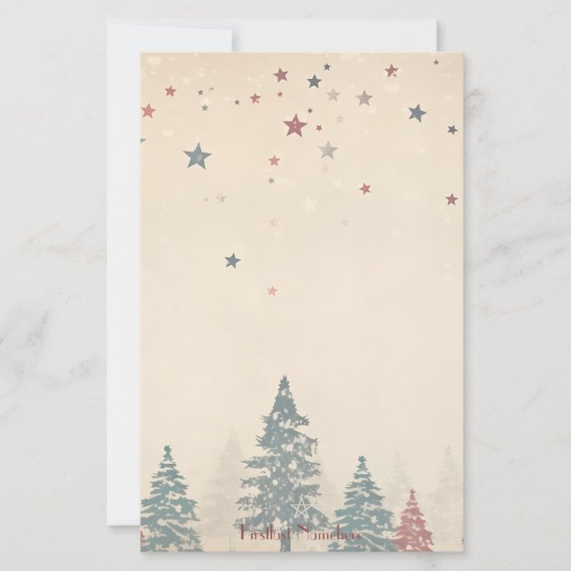 Skapa Dina Egna Retro Celestiala Röda Teal Träd Brevpapper (Framsida)