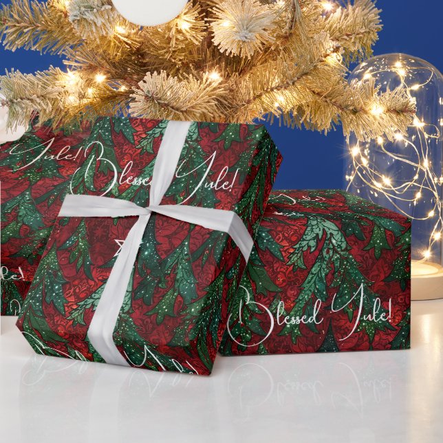 Skapa dina egna röda gröna julgranar presentpapper (Helgdagar)