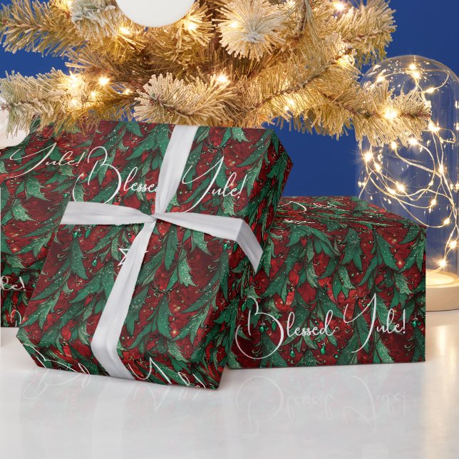 Skapa dina egna röda gröna julgranar presentpapper (Helgdagar)