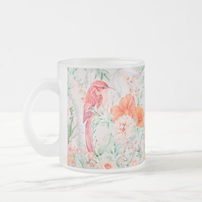 Skapa dina egna romantiska fåglar och blommor frostad glasmugg (Vänster)