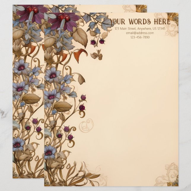 Skapa Dina Egna Romantiska Höstblommor Brevhuvud (Fram/baksida)