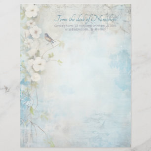 Skapa dina egna shabby chic plommonblommor fågel brevhuvud