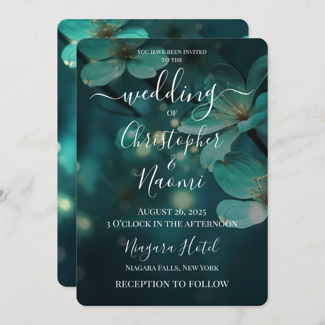 Skapa dina egna skalblommor och Ljus Bröllop Inbjudningar (Fram/baksida)