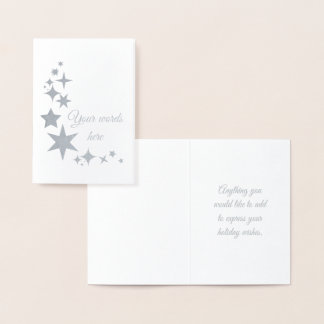 Skapa dina egna Söt Silver Winter Stars Folierat Kort