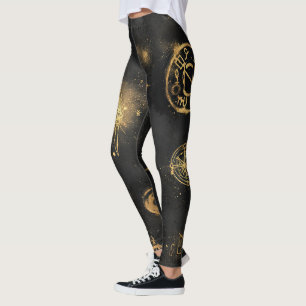 Skapa Dina Egna Svarta Guld Magisymboler Leggings