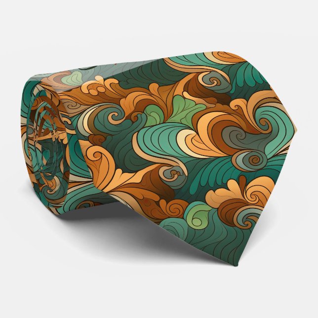 Skapa dina egna teal Amber vågor hösten Slips (Rullad)