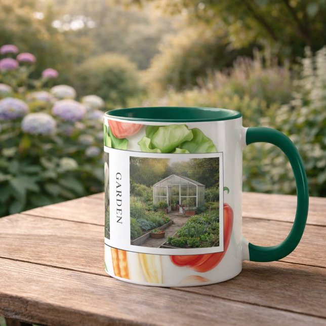 Skapa dina egna trädgårdsfoton med monogram mugg (Create your own garden photos monogrammed mug. You can add your own photos, name and text.)