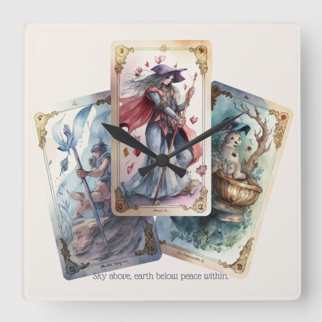 Skapa dina egna tre Tarot-kort Fyrkantig Klocka (Framsida)