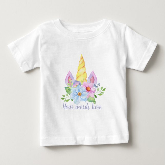 Skapa dina egna Unicorn Horns & Flowers T Shirt (Framsida)