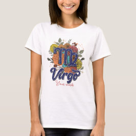 Skapa dina egna Våg Zodiac Flowers T Shirt